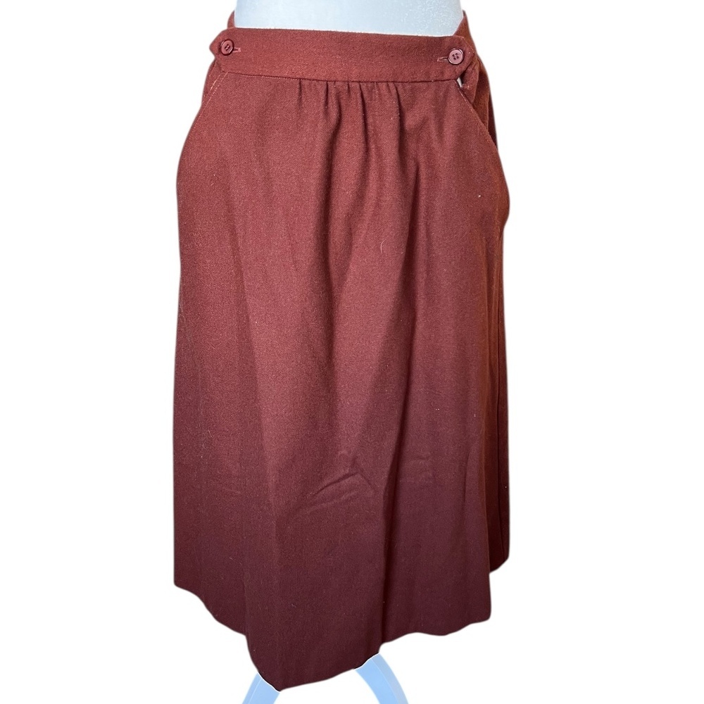 Vintage Burnt Orange Midi Skirt 60s 70s